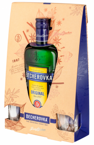Becherovka Original Bylinný likér 70cl + 2 skleničky